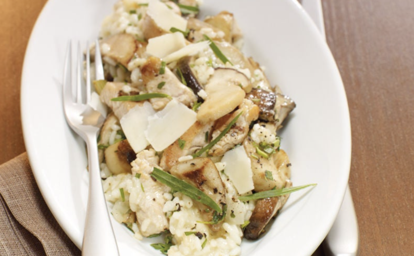 Risotto aux champignons et à la dinde
